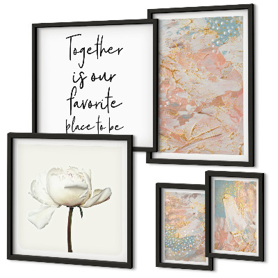 Set di 5 quadri Fiori astratti con slogan