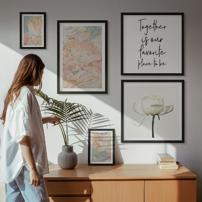Set di 5 quadri Fiori astratti con slogan