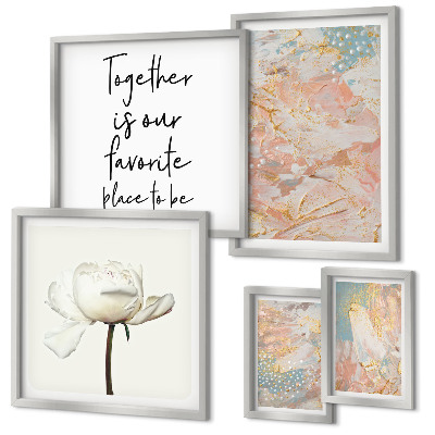 Set di 5 quadri Fiori astratti con slogan