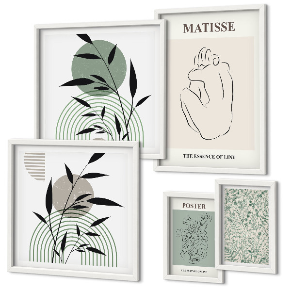Polittico con cornice Eleganti grafiche vegetali