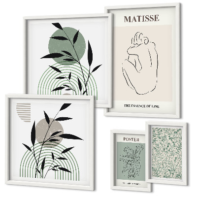 Polittico con cornice Eleganti grafiche vegetali