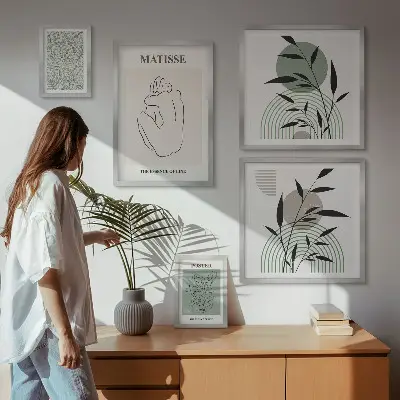 Polittico con cornice con eleganti grafiche vegetali