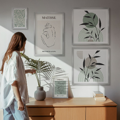 Polittico con cornice Eleganti grafiche vegetali