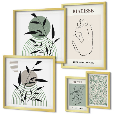 Polittico con cornice Eleganti grafiche vegetali