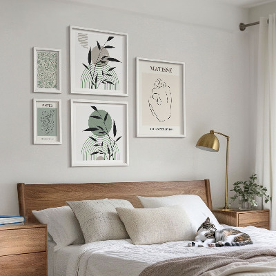 Polittico con cornice Eleganti grafiche vegetali