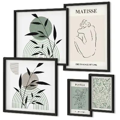 Polittico con cornice con eleganti grafiche vegetali