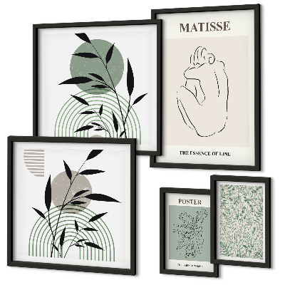 Polittico con cornice Eleganti grafiche vegetali