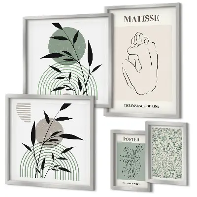 Polittico con cornice con eleganti grafiche vegetali
