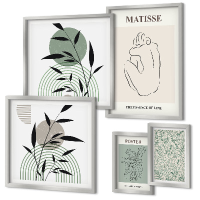 Polittico con cornice Eleganti grafiche vegetali