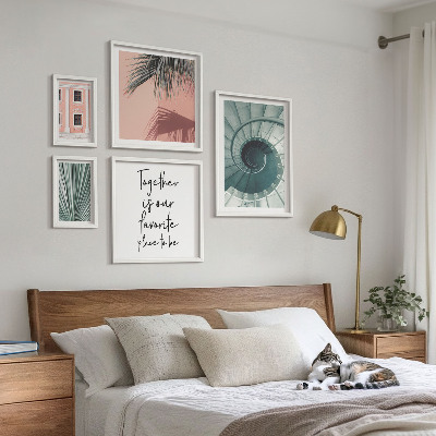 Set di 5 quadri Eleganti interni geometrici