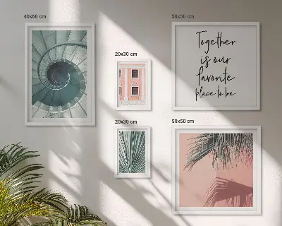 Set di 5 quadri con eleganti interni geometrici