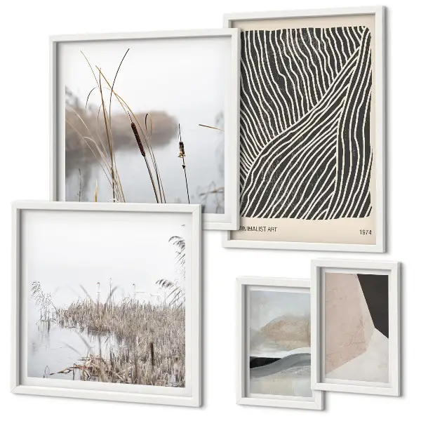 Set di quadri incorniciati con arte naturalistica minimalista