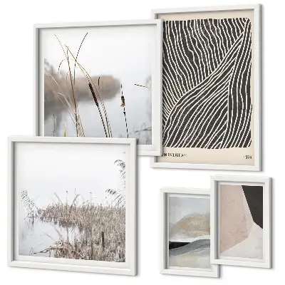 Set di quadri incorniciati con arte naturalistica minimalista
