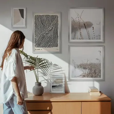Set di quadri incorniciati con arte naturalistica minimalista
