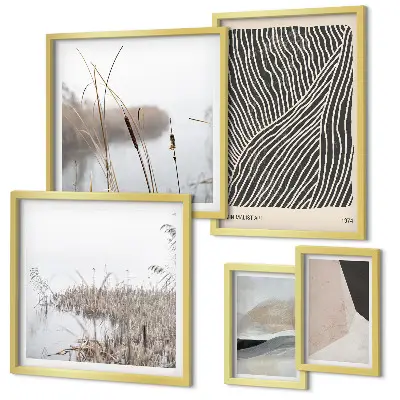 Set di quadri incorniciati con arte naturalistica minimalista