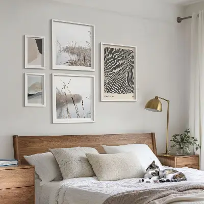 Set di quadri incorniciati con arte naturalistica minimalista