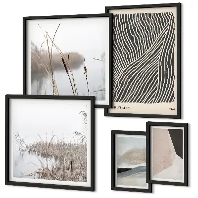 Set di quadri incorniciati con arte naturalistica minimalista
