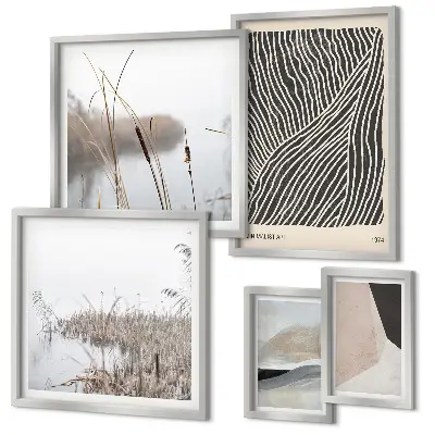 Set di quadri incorniciati con arte naturalistica minimalista