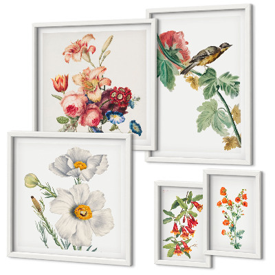 Polittico con cornice Uccelli floreali decorazioni vintage