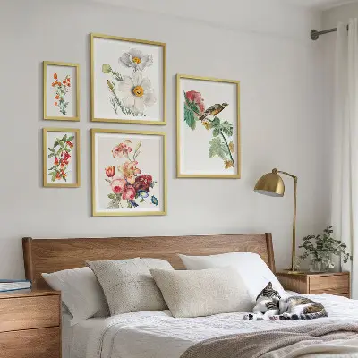Polittico con cornice decorazioni vintage con motivi di uccelli floreali