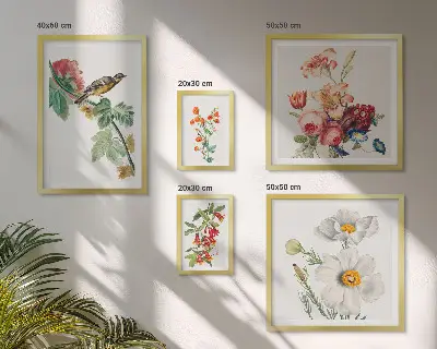 Polittico con cornice decorazioni vintage con motivi di uccelli floreali