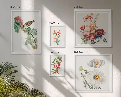 Polittico con cornice decorazioni vintage con motivi di uccelli floreali