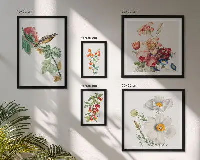 Polittico con cornice decorazioni vintage con motivi di uccelli floreali
