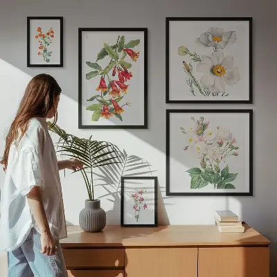 Illustrazioni botaniche floreali set di 5 quadri