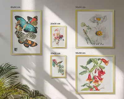 Polittico con cornice decorazione vintage con fiori, farfalle e uccelli