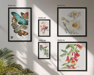 Polittico con cornice decorazione vintage con fiori, farfalle e uccelli