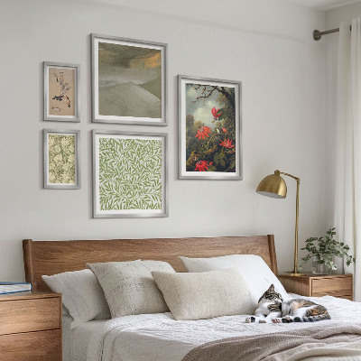 Set di 5 quadri Fiori, uccelli, motivi naturali