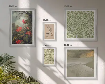 Set di 5 quadri con fiori uccelli e motivi naturali