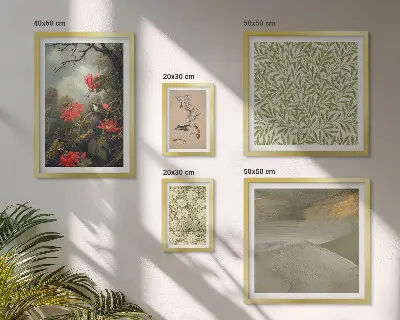 Set di 5 quadri con fiori uccelli e motivi naturali