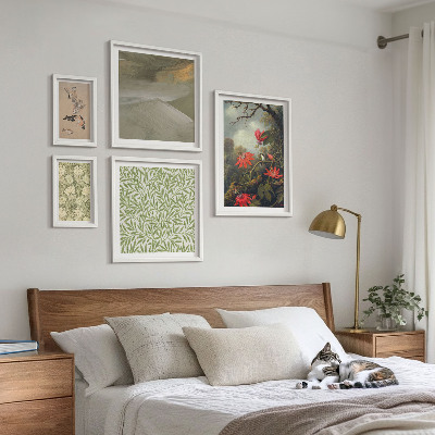 Set di 5 quadri Fiori, uccelli, motivi naturali
