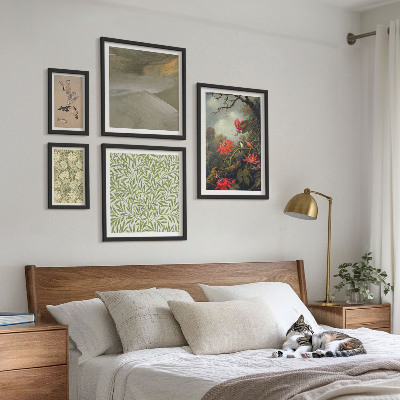 Set di 5 quadri Fiori, uccelli, motivi naturali