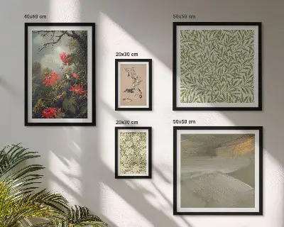 Set di 5 quadri con fiori uccelli e motivi naturali