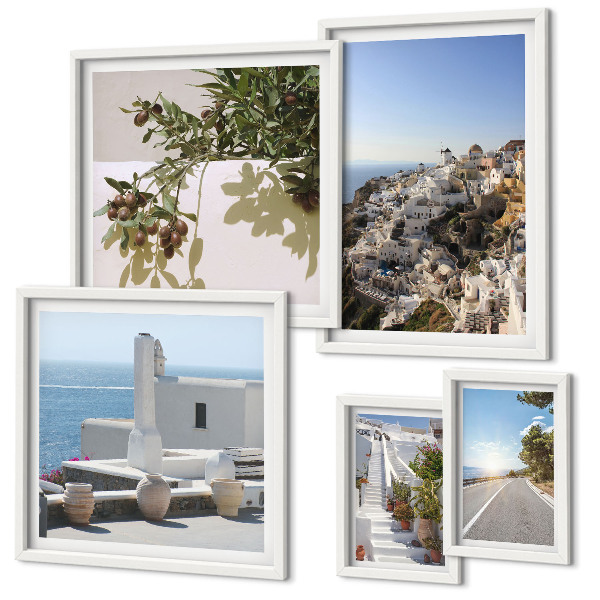 Set di quadri incorniciati Panorami pittoreschi di Santorini