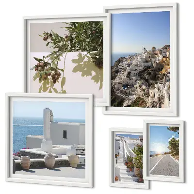 Set di quadri incorniciati con panorami pittoreschi di Santorini