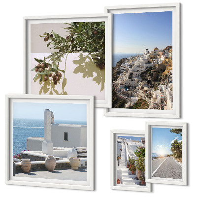 Set di quadri incorniciati Panorami pittoreschi di Santorini