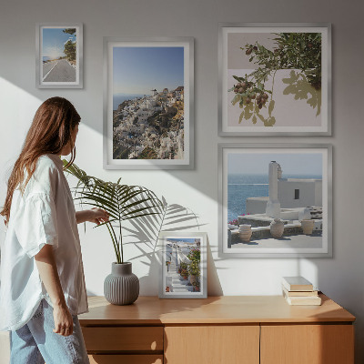 Set di quadri incorniciati Panorami pittoreschi di Santorini