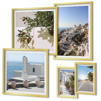 Set di quadri incorniciati Panorami pittoreschi di Santorini