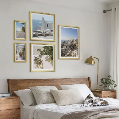 Set di quadri incorniciati con panorami pittoreschi di Santorini