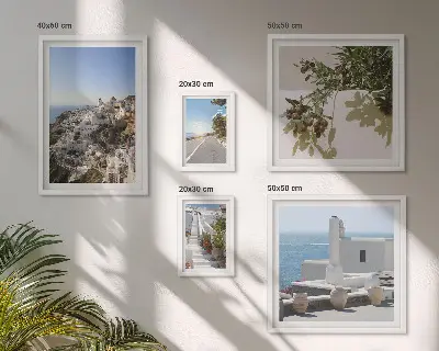 Set di quadri incorniciati con panorami pittoreschi di Santorini