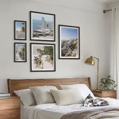 Set di quadri incorniciati con panorami pittoreschi di Santorini