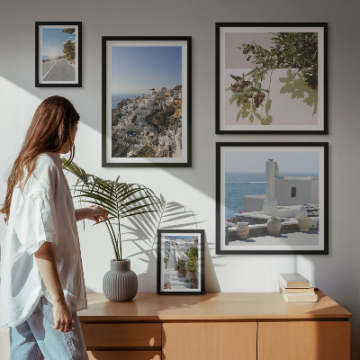 Set di quadri incorniciati Panorami pittoreschi di Santorini