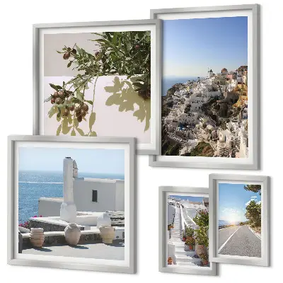 Set di quadri incorniciati con panorami pittoreschi di Santorini