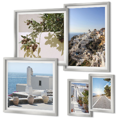 Set di quadri incorniciati Panorami pittoreschi di Santorini