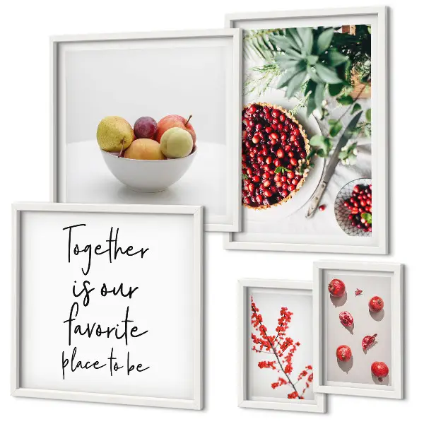 Composizioni di frutta e piante polittico con cornice