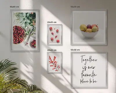 Composizioni di frutta e piante polittico con cornice