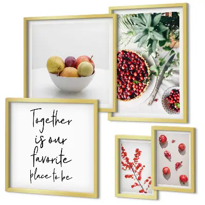 Composizioni di frutta e piante polittico con cornice